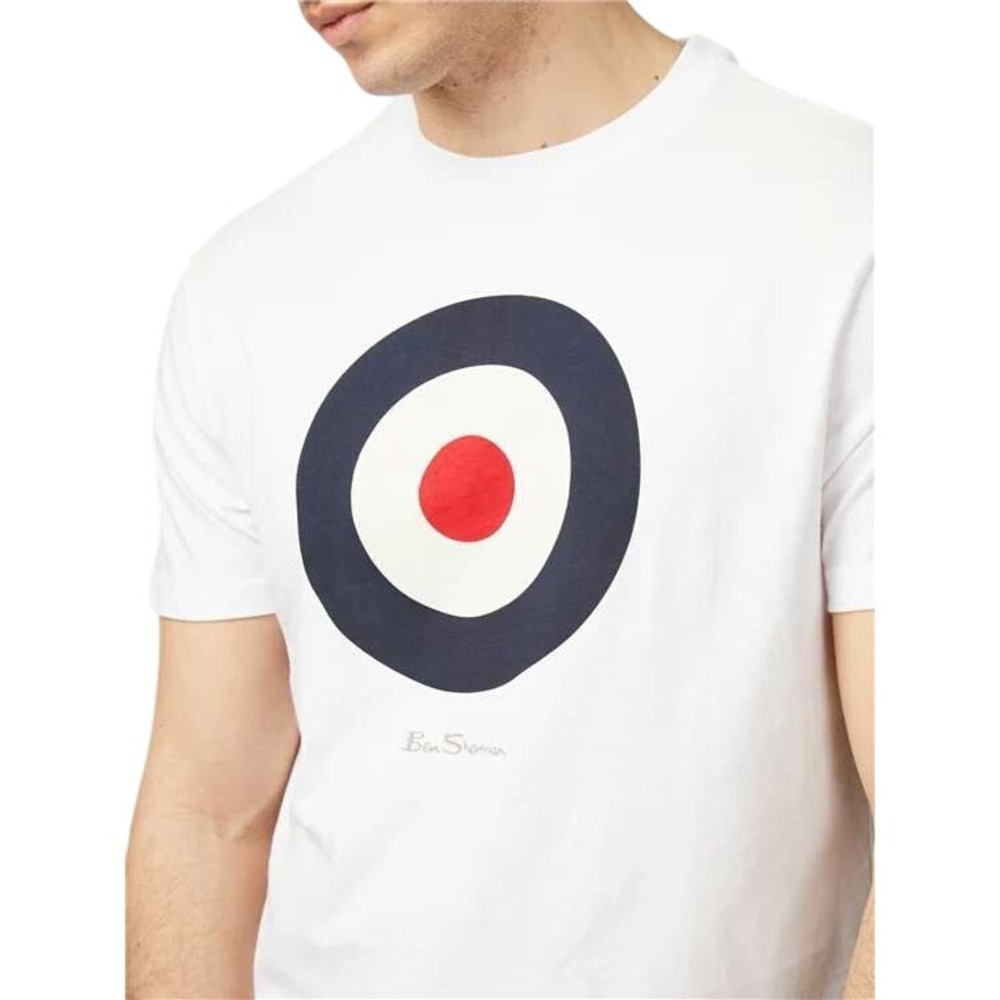 BEN SHERMAN Mens White Organic Cotton Mod Target Graphic T-Shirt Medium